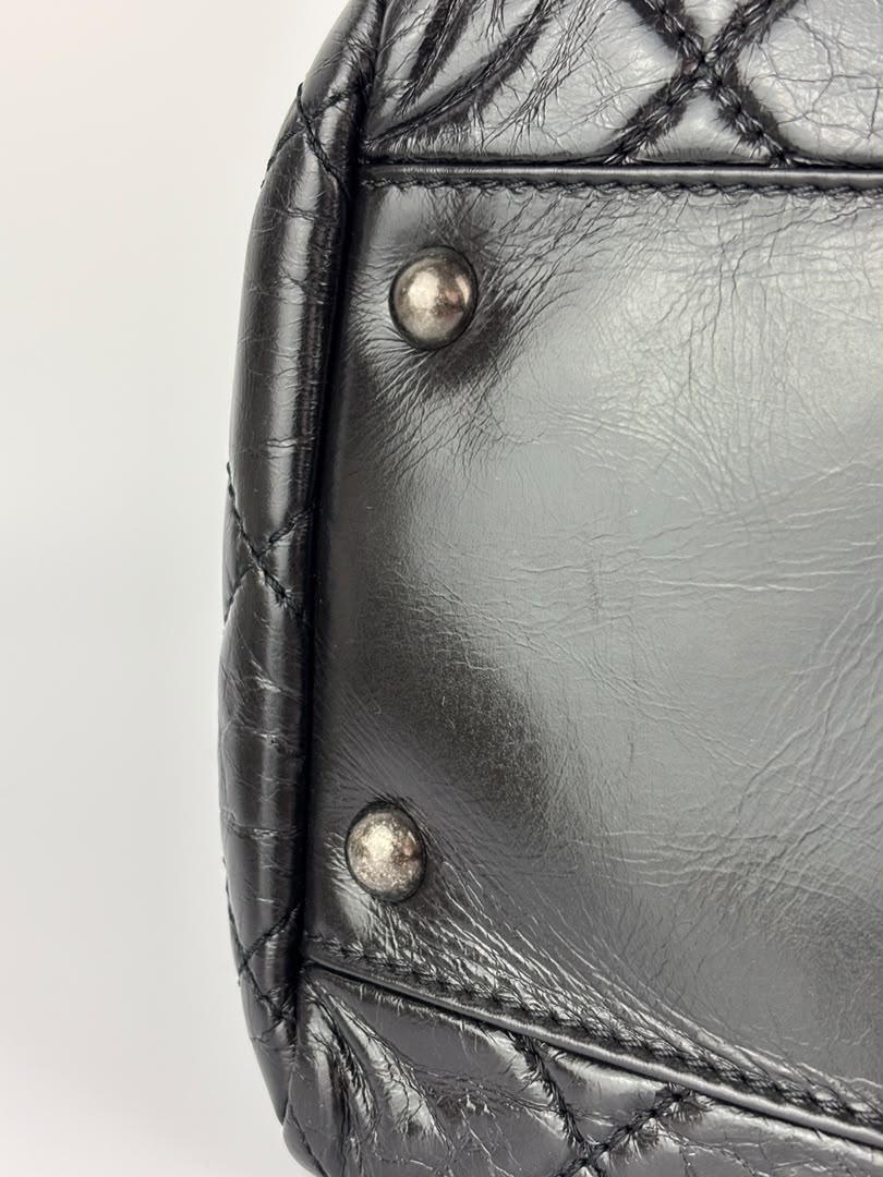 Tote Bag Black Aged Calfskin Leather RHW