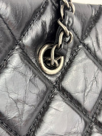 Tote Bag Black Aged Calfskin Leather RHW