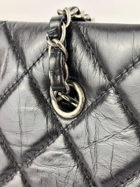 Tote Bag Black Aged Calfskin Leather RHW