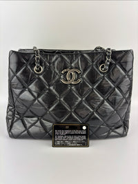 Tote Bag Black Aged Calfskin Leather RHW