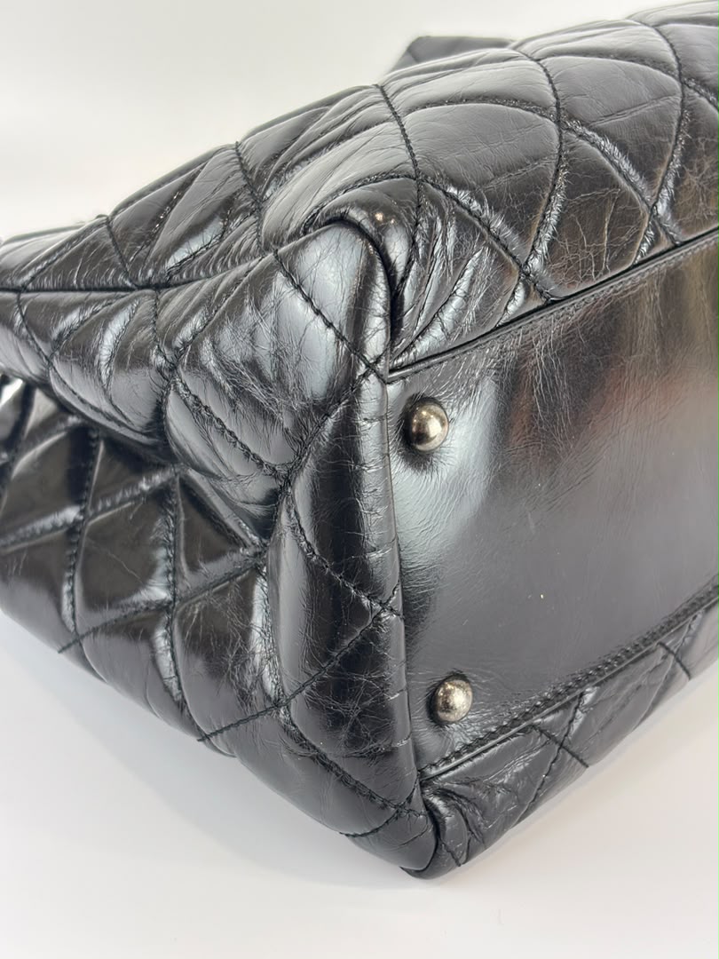 Tote Bag Black Aged Calfskin Leather RHW