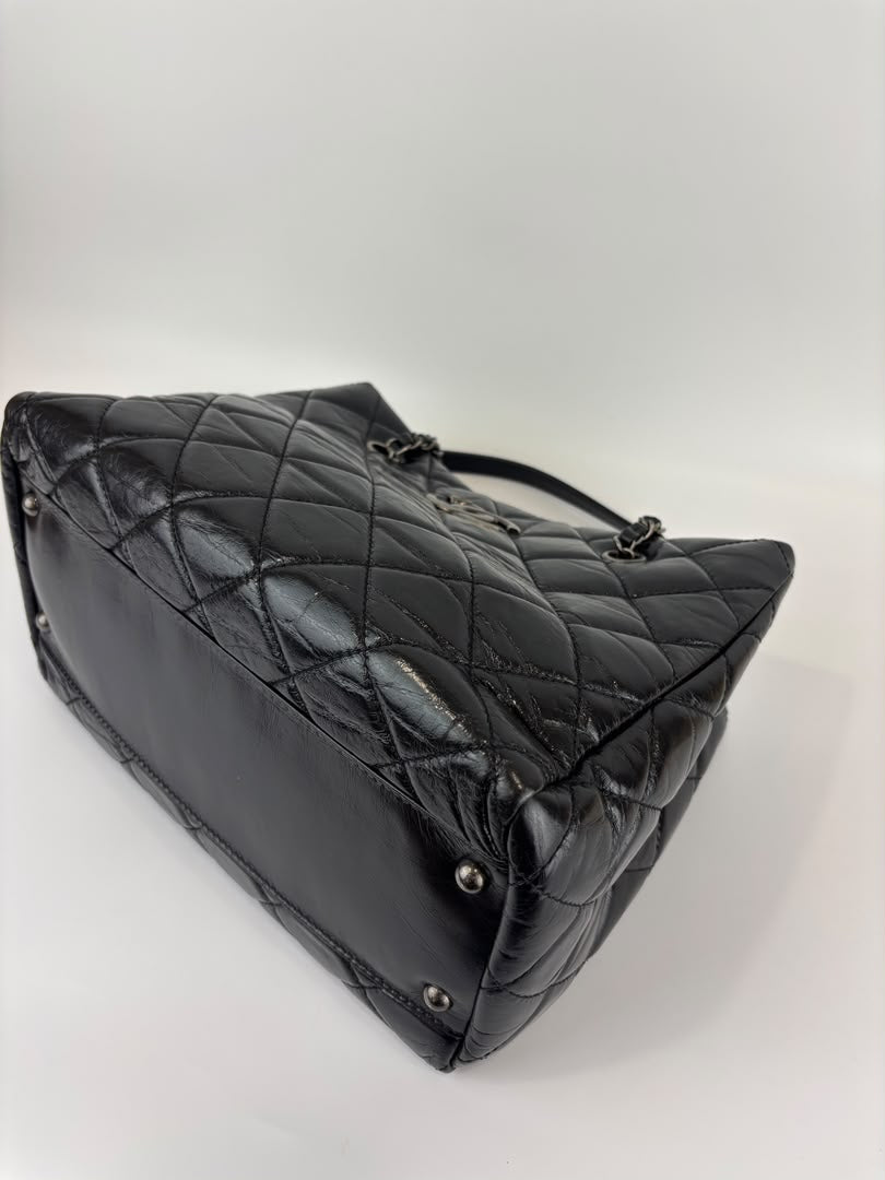 Tote Bag Black Aged Calfskin Leather RHW