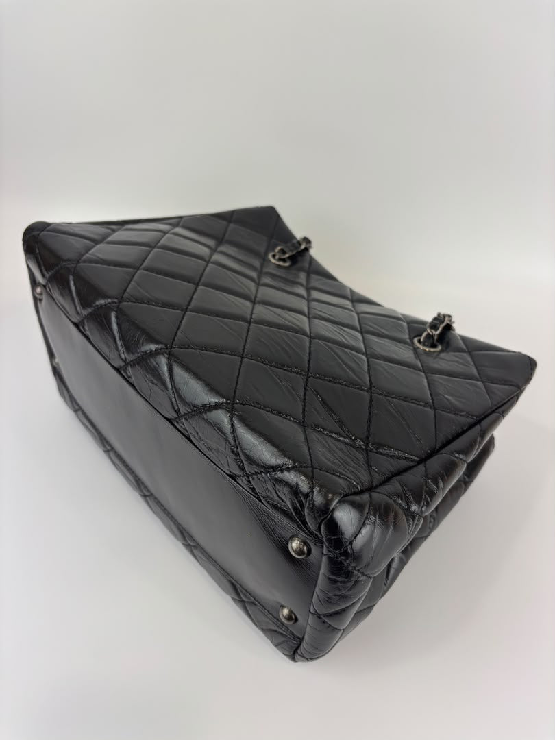 Tote Bag Black Aged Calfskin Leather RHW