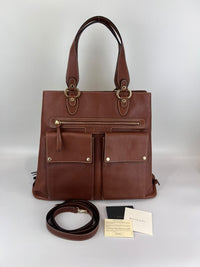 Vintage Brown Pigskin Leather 2-Way Tote