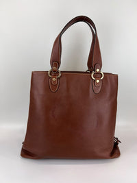 Vintage Brown Pigskin Leather 2-Way Tote