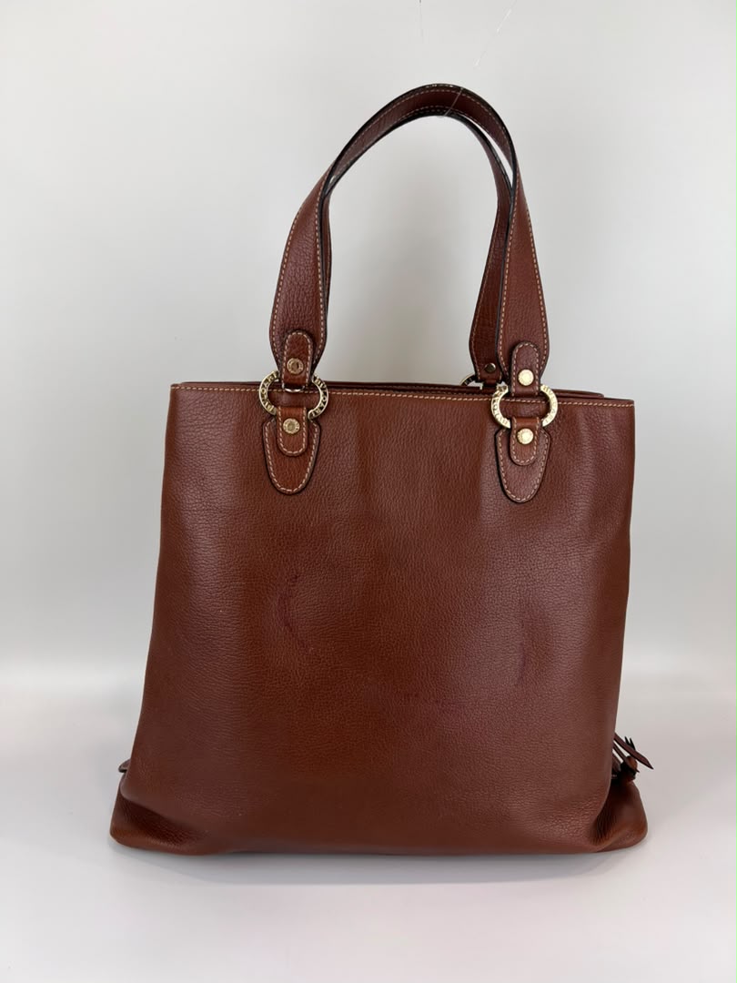 Vintage Brown Pigskin Leather 2-Way Tote