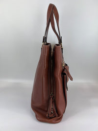Vintage Brown Pigskin Leather 2-Way Tote