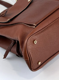 Vintage Brown Pigskin Leather 2-Way Tote