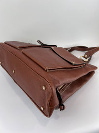 Vintage Brown Pigskin Leather 2-Way Tote
