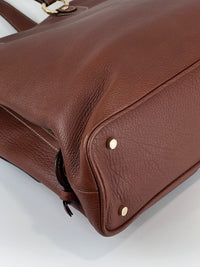 Vintage Brown Pigskin Leather 2-Way Tote