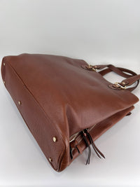Vintage Brown Pigskin Leather 2-Way Tote