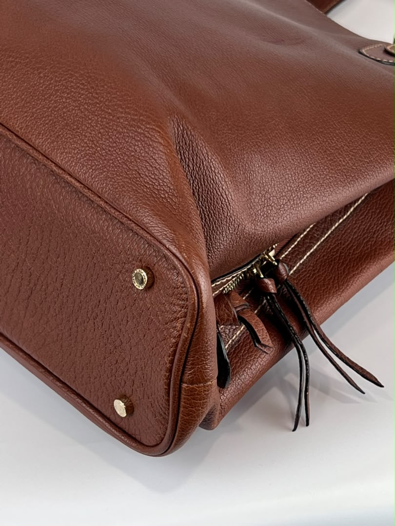 Vintage Brown Pigskin Leather 2-Way Tote