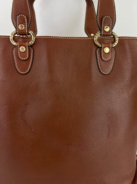 Vintage Brown Pigskin Leather 2-Way Tote
