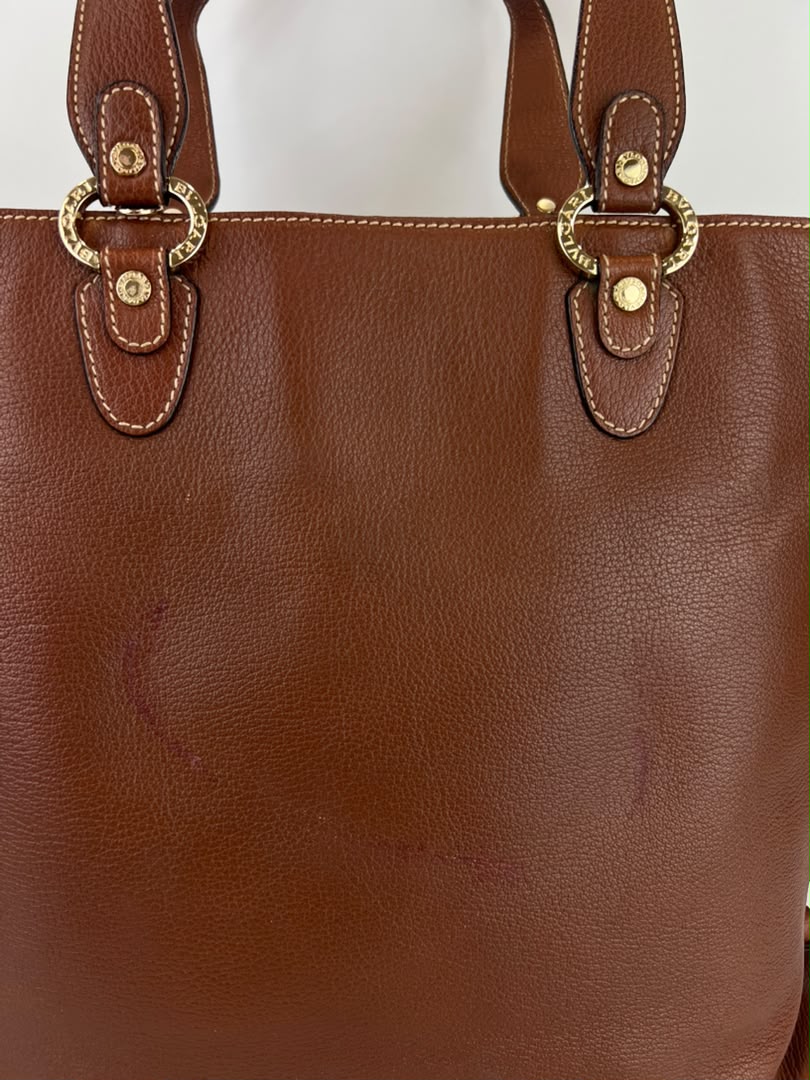 Vintage Brown Pigskin Leather 2-Way Tote