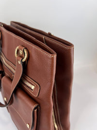 Vintage Brown Pigskin Leather 2-Way Tote
