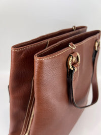 Vintage Brown Pigskin Leather 2-Way Tote