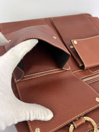 Vintage Brown Pigskin Leather 2-Way Tote