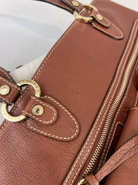 Vintage Brown Pigskin Leather 2-Way Tote