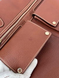 Vintage Brown Pigskin Leather 2-Way Tote