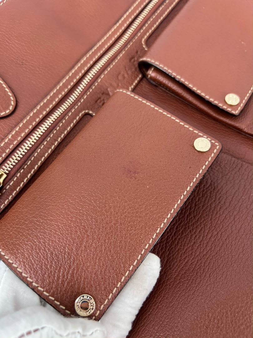 Vintage Brown Pigskin Leather 2-Way Tote