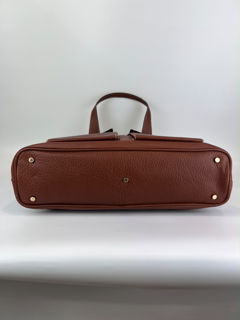 Vintage Brown Pigskin Leather 2-Way Tote