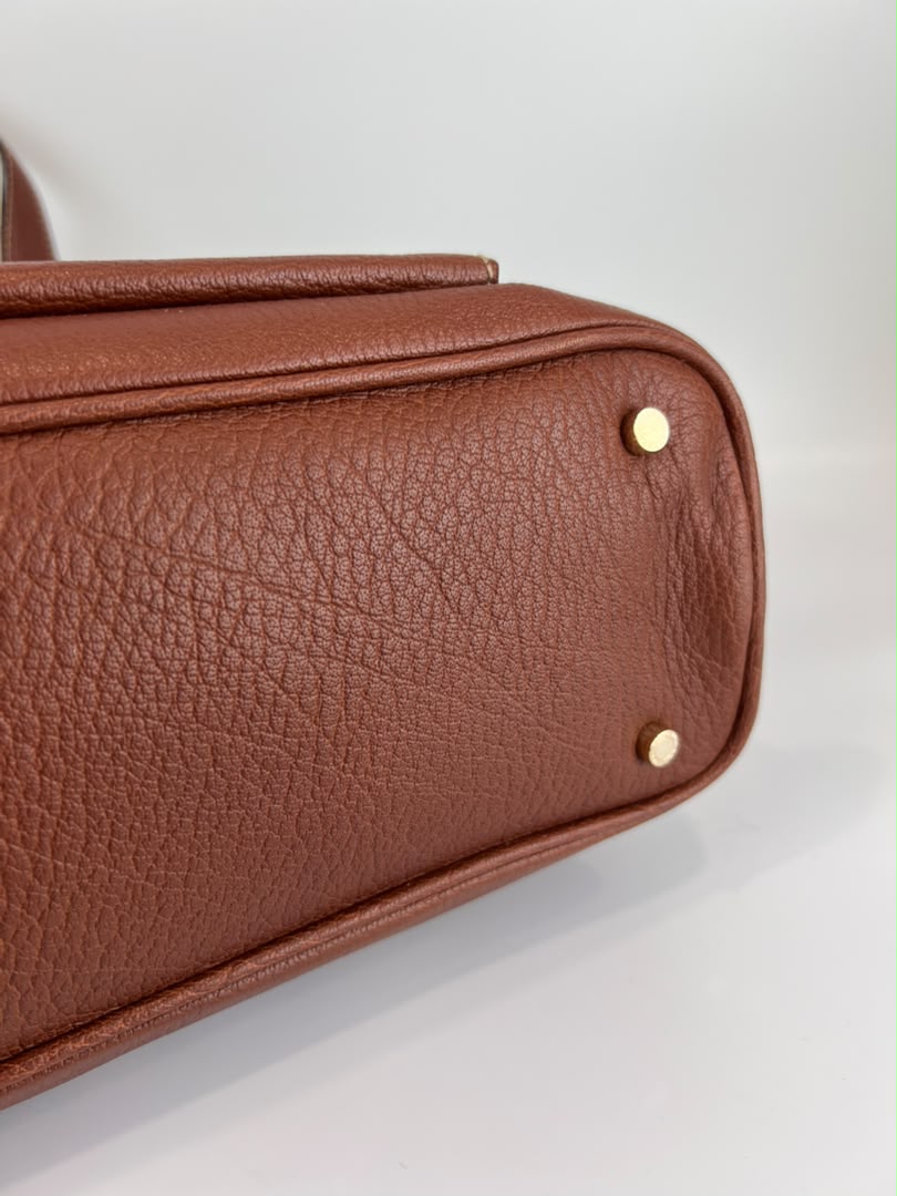 Vintage Brown Pigskin Leather 2-Way Tote