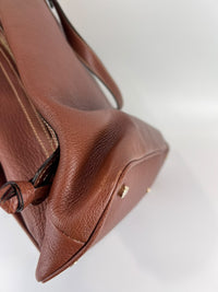 Vintage Brown Pigskin Leather 2-Way Tote