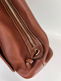 Vintage Brown Pigskin Leather 2-Way Tote