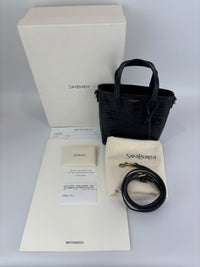 Mini Toy Shopping Saint Laurent in Black Crocodile-Embossed Leather