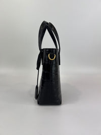 Mini Toy Shopping Saint Laurent in Black Crocodile-Embossed Leather