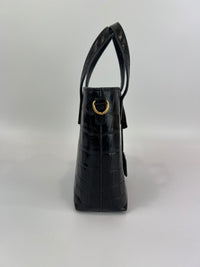 Mini Toy Shopping Saint Laurent in Black Crocodile-Embossed Leather