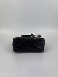 Mini Toy Shopping Saint Laurent in Black Crocodile-Embossed Leather