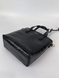 Mini Toy Shopping Saint Laurent in Black Crocodile-Embossed Leather