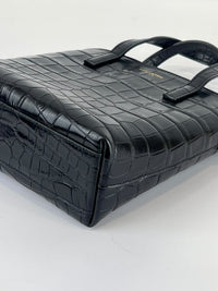 Mini Toy Shopping Saint Laurent in Black Crocodile-Embossed Leather