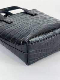 Mini Toy Shopping Saint Laurent in Black Crocodile-Embossed Leather