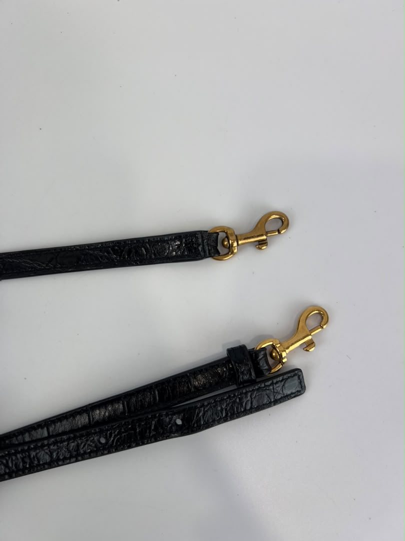 Mini Toy Shopping Saint Laurent in Black Crocodile-Embossed Leather