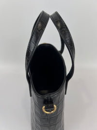 Mini Toy Shopping Saint Laurent in Black Crocodile-Embossed Leather