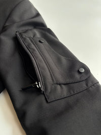 Black Wool Saddle Pocket Blazer Jacket Size 46