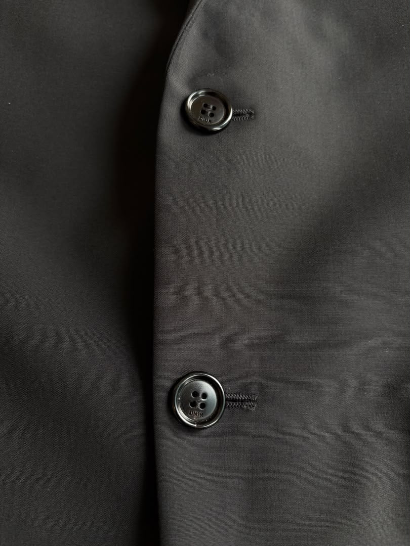 Black Wool Saddle Pocket Blazer Jacket Size 46