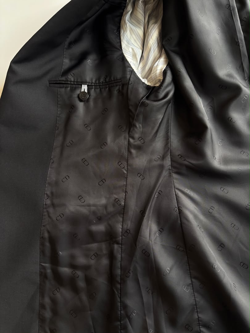 Black Wool Saddle Pocket Blazer Jacket Size 46