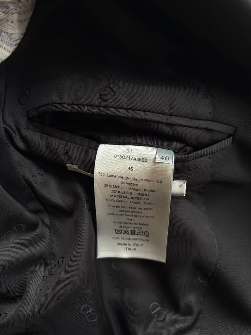 Black Wool Saddle Pocket Blazer Jacket Size 46