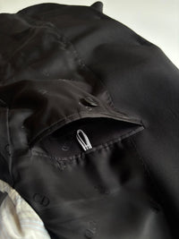 Black Wool Saddle Pocket Blazer Jacket Size 46