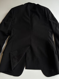 Black Wool Saddle Pocket Blazer Jacket Size 46