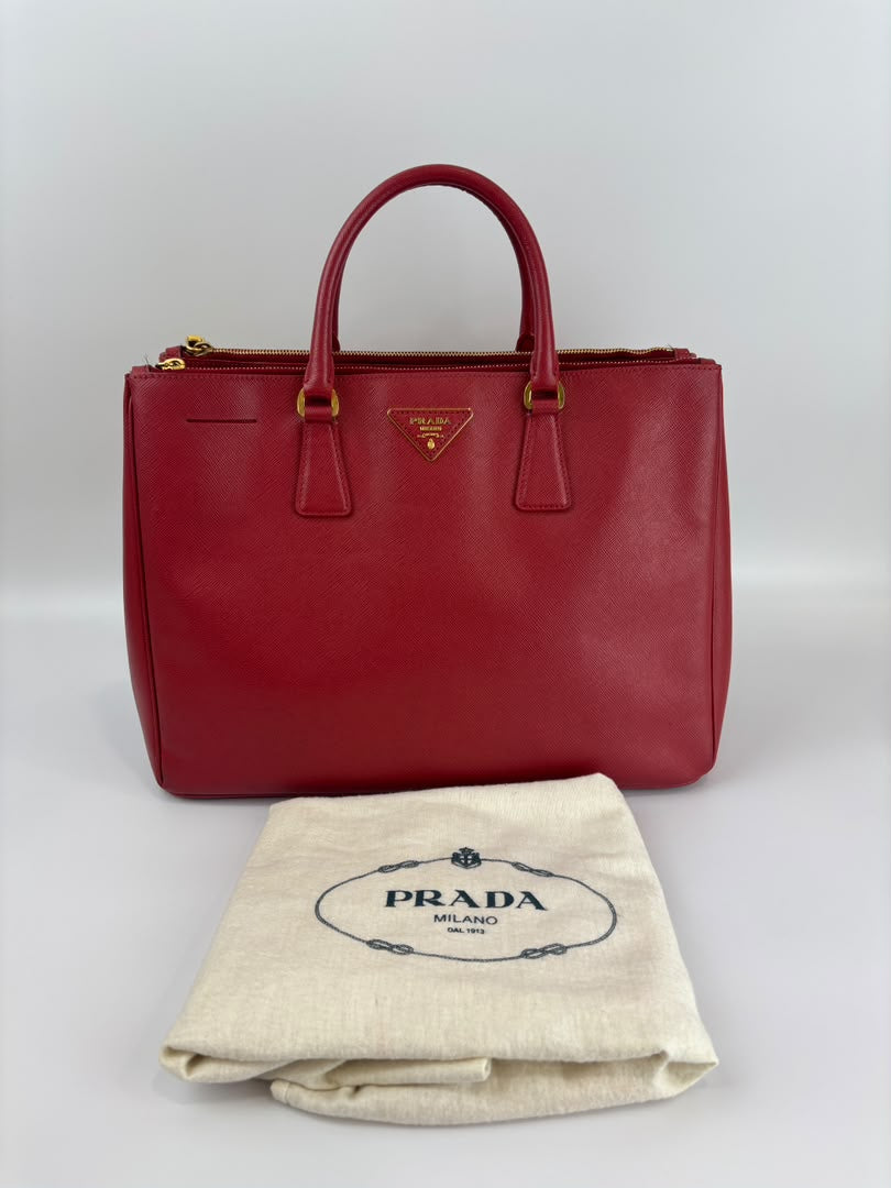 Large Red Saffiano Lux Tote