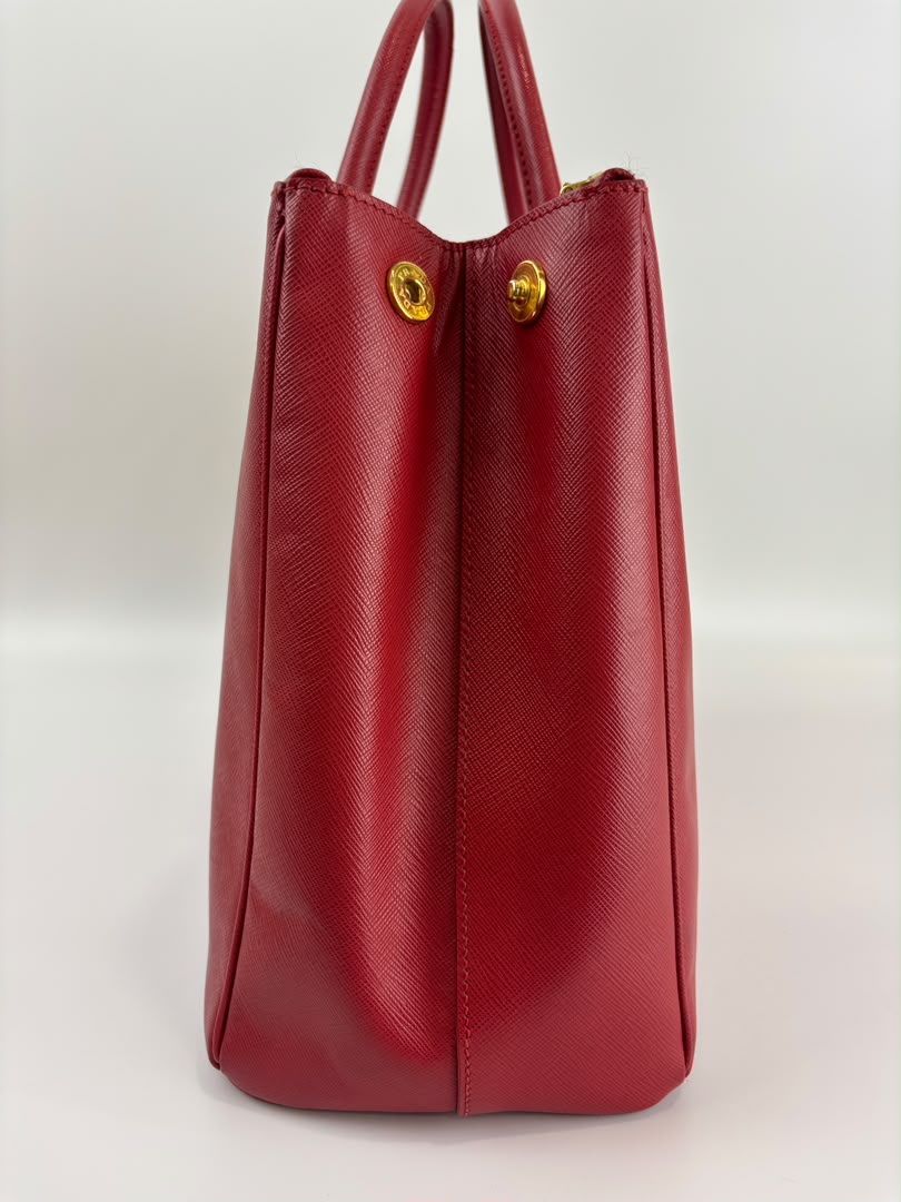 Large Red Saffiano Lux Tote