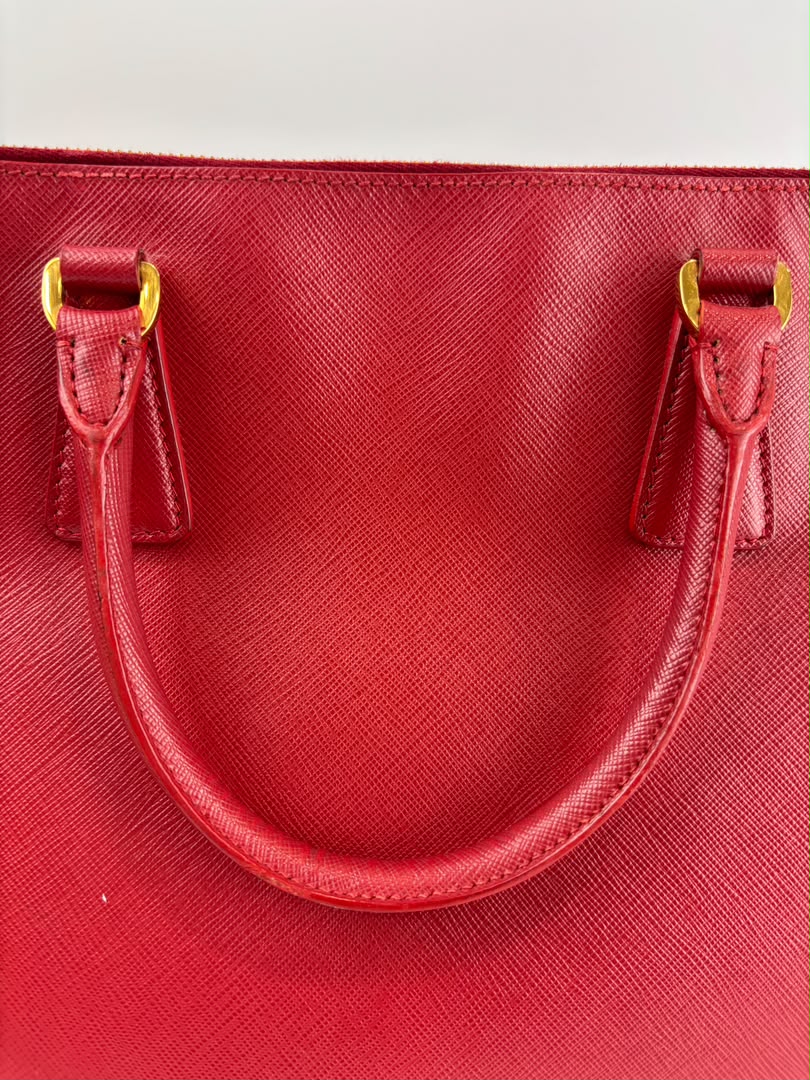 Large Red Saffiano Lux Tote