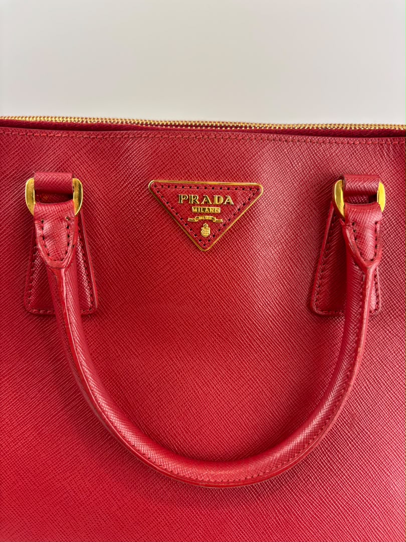 Large Red Saffiano Lux Tote