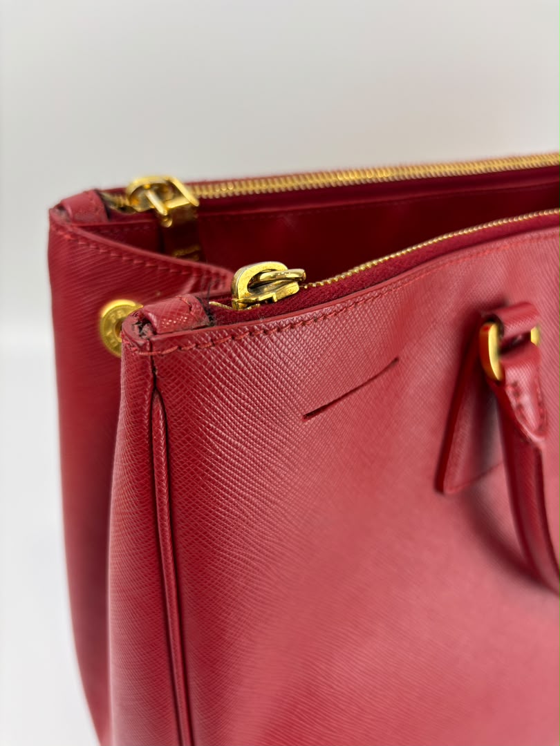 Large Red Saffiano Lux Tote