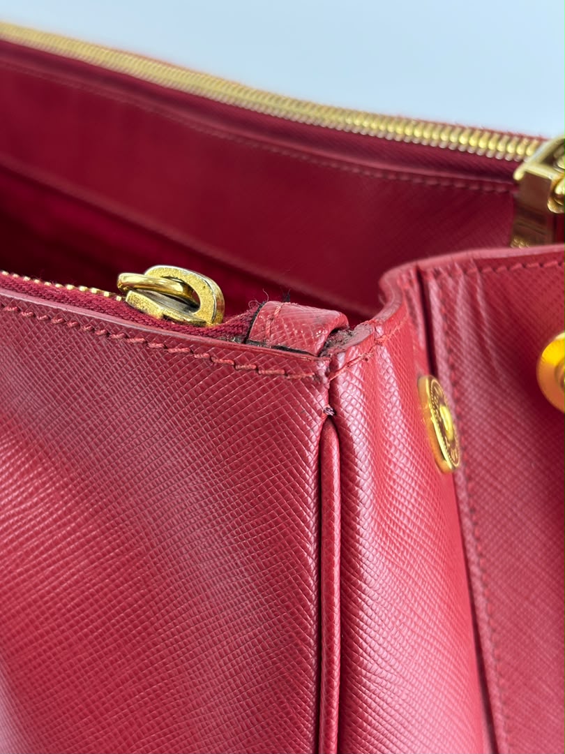 Large Red Saffiano Lux Tote