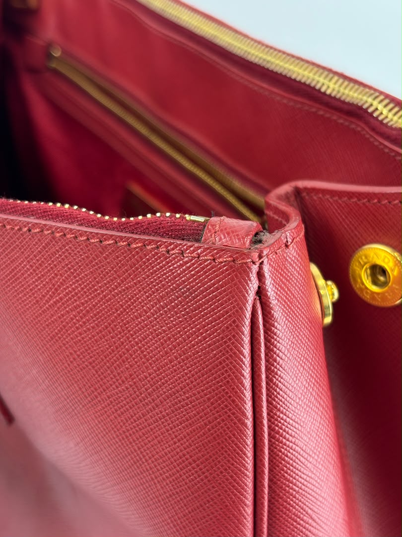 Large Red Saffiano Lux Tote